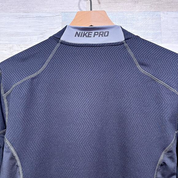 Nike Pro Combat Hyperwarm Lite Quarter Zip Pullover Black Dri Fit Mens Large - Picture 5 of 8